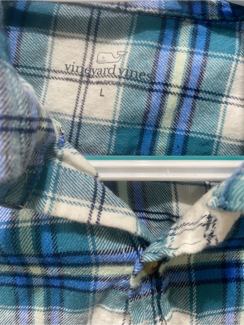 Vineyard Vines Blue & White Plaid Long-Sleeve Button-Down Shirt